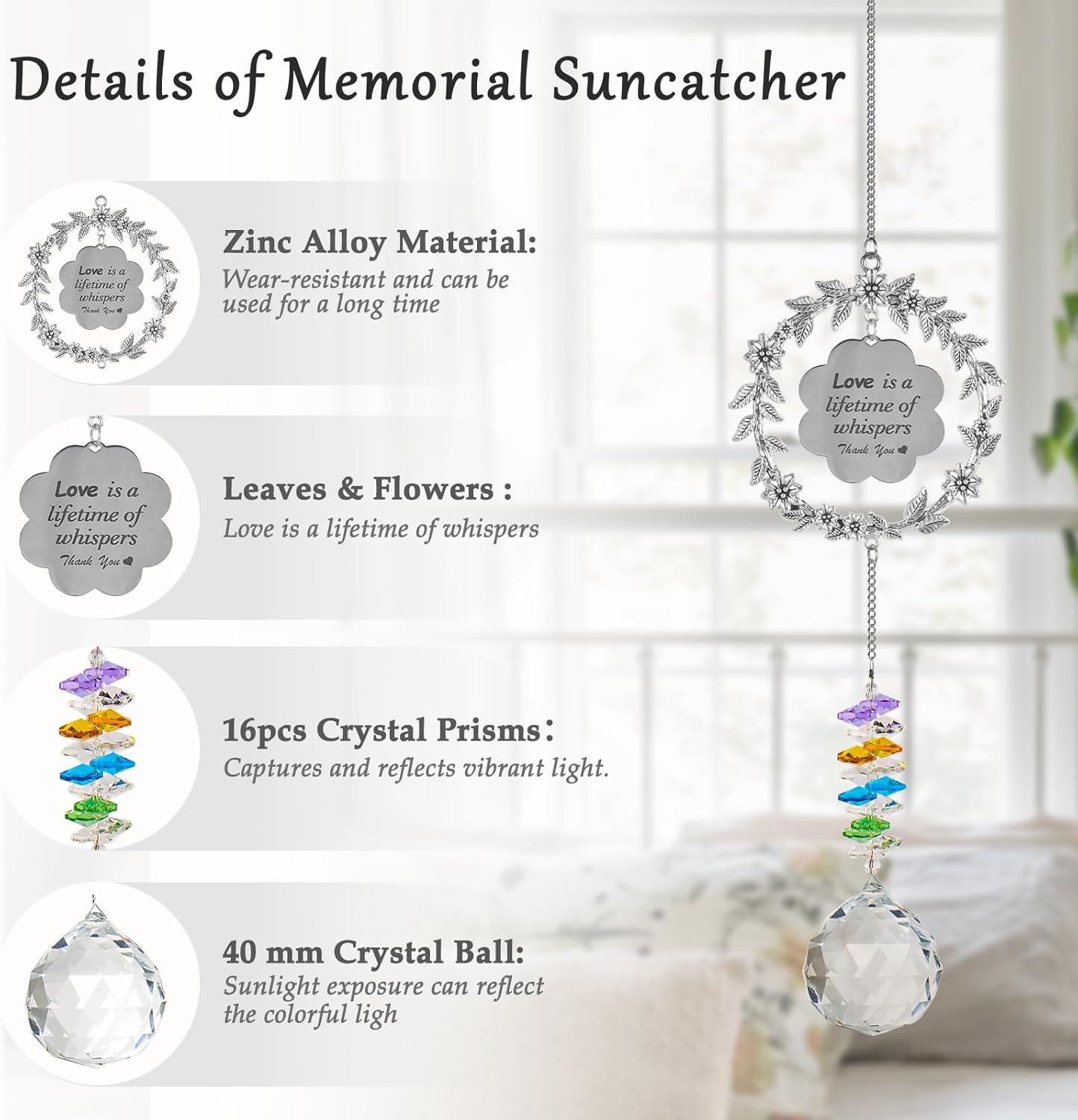 Memorial Gifts for Loss of Loved One,Clear Crystal Ball Grief Suncatcher,Rainbow Sympathy Bereavement Gifts,Idea for Loss of Mom Dad Baby Brother Friend Pet