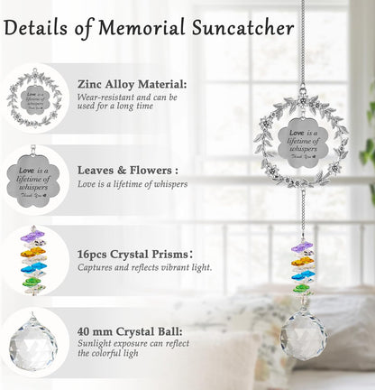 Memorial Gifts for Loss of Loved One,Clear Crystal Ball Grief Suncatcher,Rainbow Sympathy Bereavement Gifts,Idea for Loss of Mom Dad Baby Brother Friend Pet
