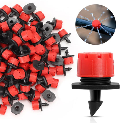 120 PCS Irrigation Drippers Sprinklers,1/4 Inch Drip Emitters, 360 Degree Adjustable Flow Dripper, 8-Hole Irrigation Nozzles for Flower Plant Watering System