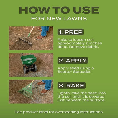 Scotts Turf Builder Grass Seed Tall Fescue Mix with Fertilizer and Soil Improver, Resists Harsh Conditions, 32 lbs.