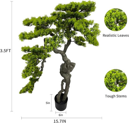 3.5ft（43in） Artificial Bonsai Tree Juniper Faux Plants Indoor Big Fake Plants Decor with Ceramic Pots for Home Table Office Desk Bathroom Shelf Bedroom Living Room Farmhouse Decorations