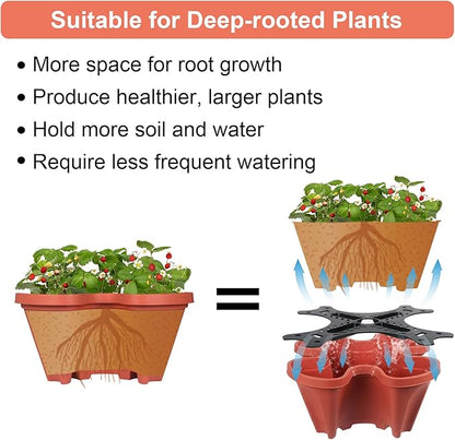 Vertical Planter 6 Tier Stackable Planters Garden Planters Strawberry Herb Flower and Vegetable Planter Indoor Outdoor Gardening Pots with Removable Wheels and Tools