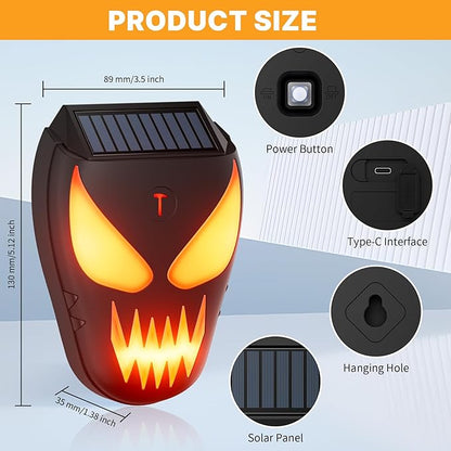 Solar Nocturnal Animal Repeller with Flickering Flame, Waterproof Solar Racoon Repellent Outdoor Coyote Deterrent for Fox, Raccoon, Skunk, Deer - Predator Light for Chicken Coop, Garden (Amber-2pack1)