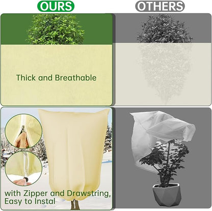 Plant Covers Freeze Protection, 72" X 85" Frost Cloths for Outdoor Plants, 2 Packs Frost Blankets for Outdoor Plants, Frost Cover with Zipper Drawstring | Plant Covers for Winter