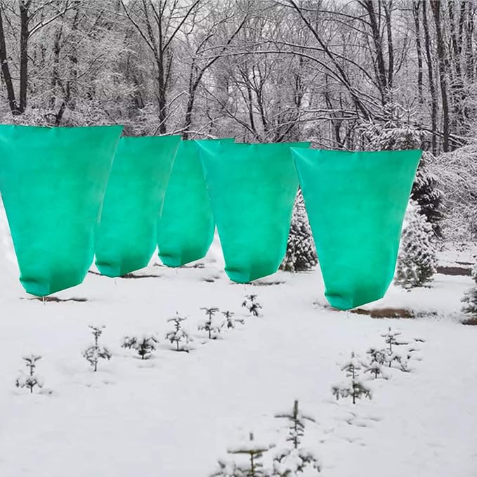Plant Covers Freeze Protection – 35" × 50" Reusable Plant Protector Bag with Drawstring and Zipper for Plants Trees Shrub, Frost Jacket Warm Blanket for Freeze Frost Protection Season Extension