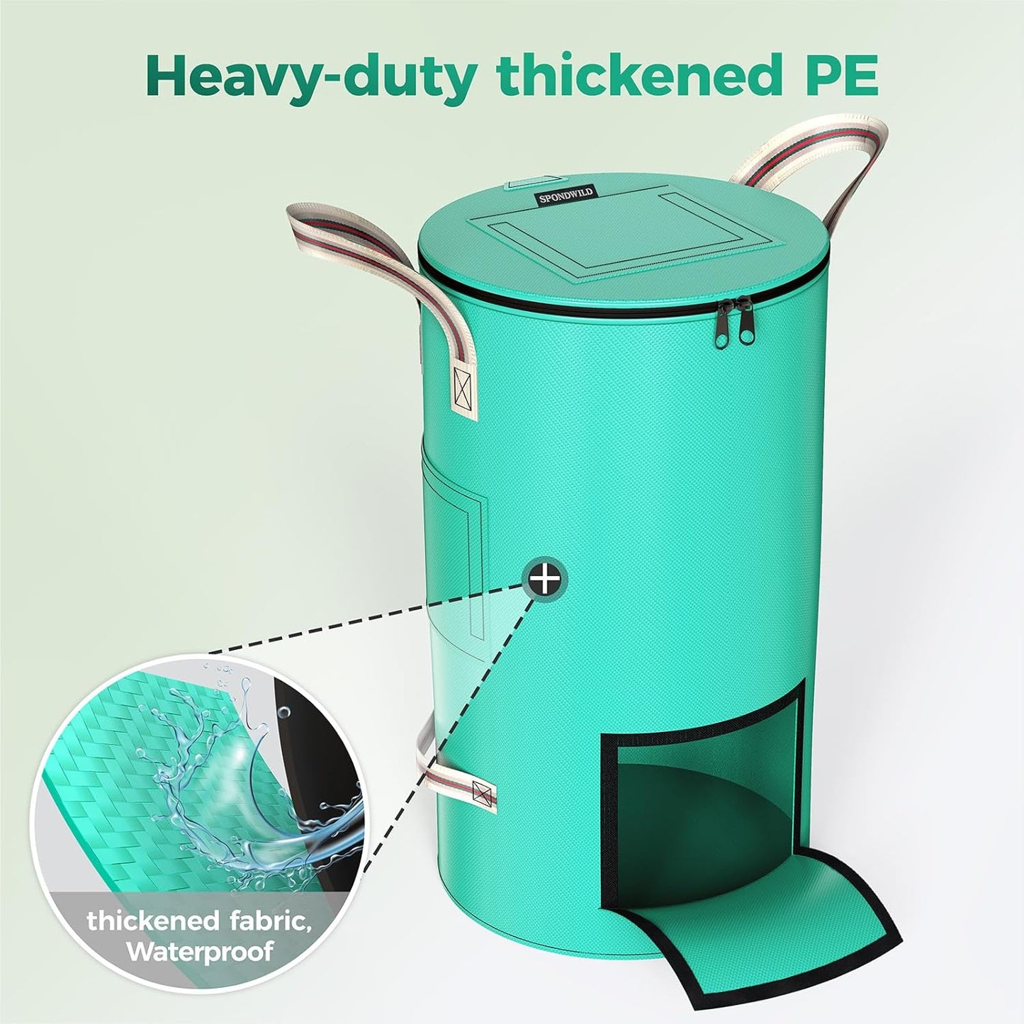 Reusable Garden Yard Waste Bag – 32 Gallon Breathable Thickened Reusable Lawn Bag, with 4 Handles for Easy Moving & Foldable Design, for Leaf & Miscellaneous Debris Collection(Green)