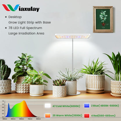 Wiaxulay Plant Grow Light, 78 LEDs Grow Light for Indoor Plants Full Spectrum, Height Adjustable Desk Growing Lamp with Metal Base, Auto Timer 6/12/16Hrs, 3 Lighting Modes, 5 Dimmable Levels,2 Pack