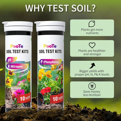 Soil Test Kit - 4-in-1 Soil Testing Kit with Test Tube & Tablets - 40 Tests Upgraded Accurate Tester for pH Nitrogen Phosphorus & Potassium in Garden Lawn Yard Vegetable