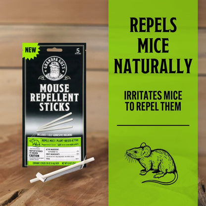Grandpa Gus's Mouse Repellent Bundle: 10 Pouches & 10 Sticks for Natural, Non-Toxic Rodent Defense in Home & Garage. Safe for Kids & Pets with Effective, Long-Lasting Protection Against Mice