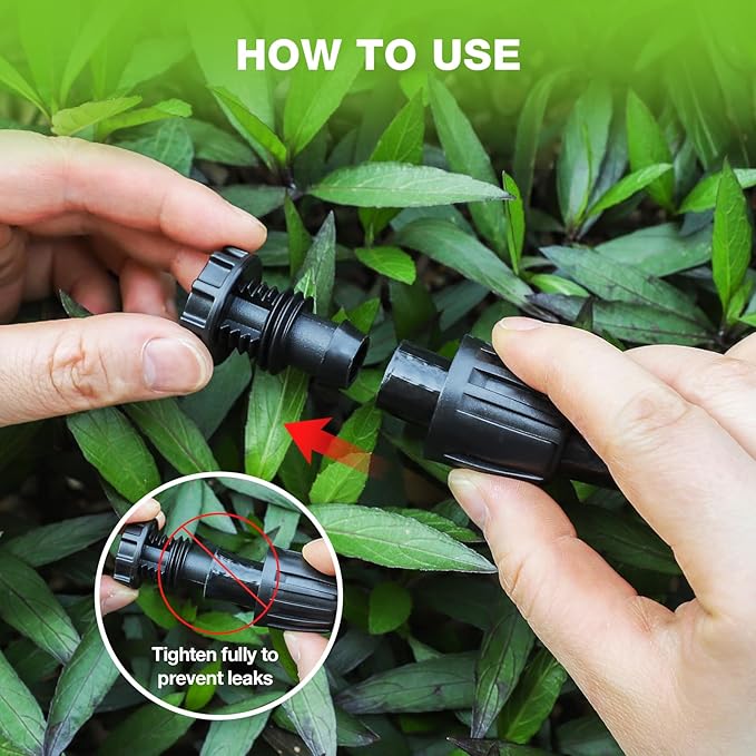 Bonviee 10 Pack 1/2” Drip Irrigation End Cap Connectors, Barbed Lock End Plug Fittings for 1/2 Inch Tubing, Leak-Proof Closure for Garden Hose Drip Line Termination, Easy No-Leak Installation