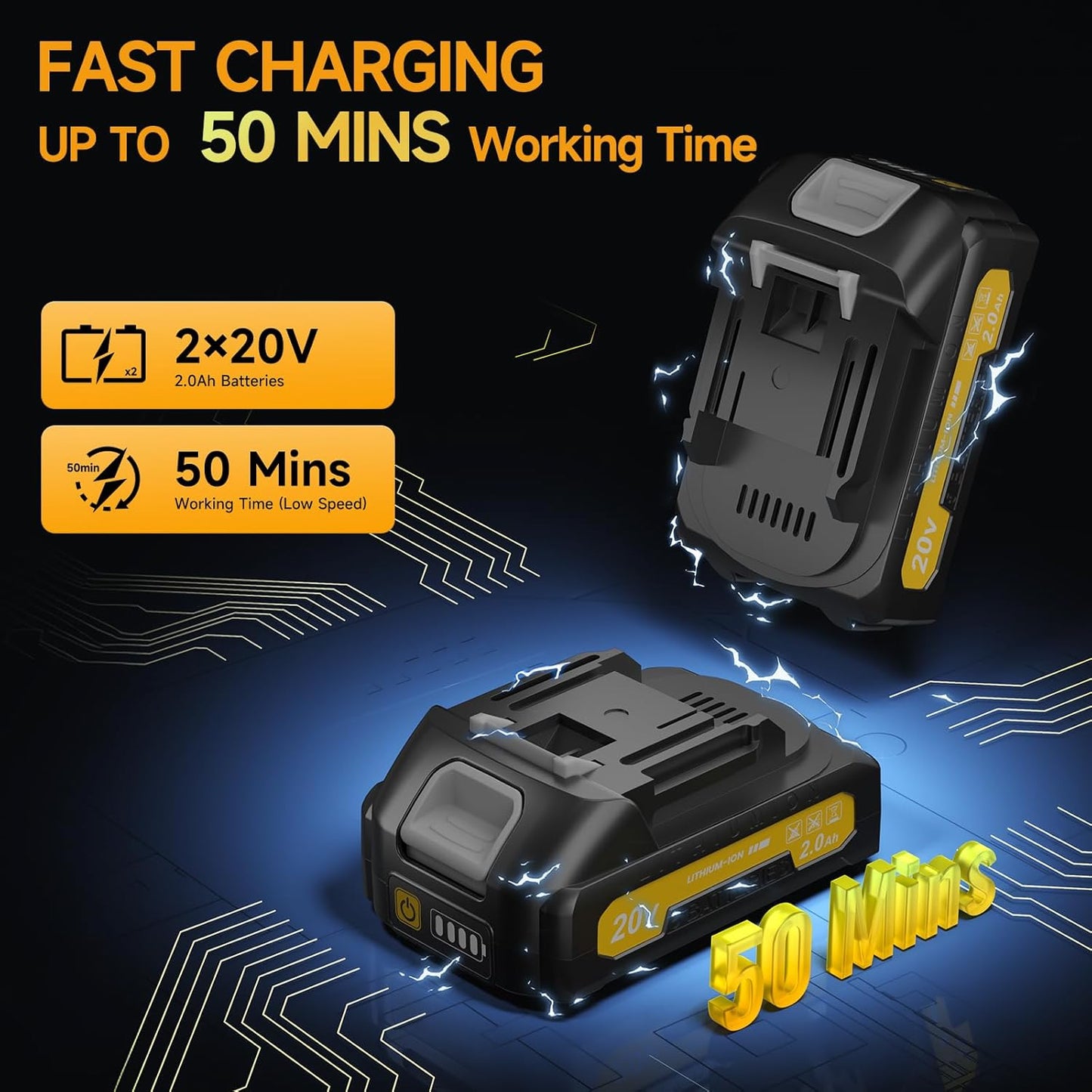 Small Leaf Blower Cordless with 2 Batteries and Fast Charger, 3 Speed Modes, 210 MPH Battery Powered Blower with 3 Nozzles, Lightweight Electric Leaf Blowers for Lawn Care, Blowing Leaves, Car Drying