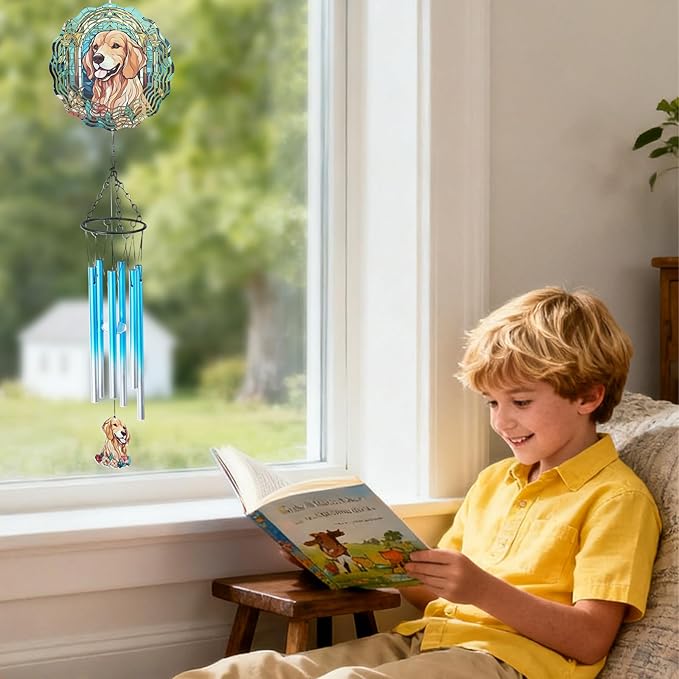 Dog Metal Wind Chimes - Windchimes Spinners Outdoors Decor Dogs Mom Gifts for Women Outside Indoor Hanging Decoration for Garden Patio Yard Porch Balcony Christmas New Year Birthday Gift