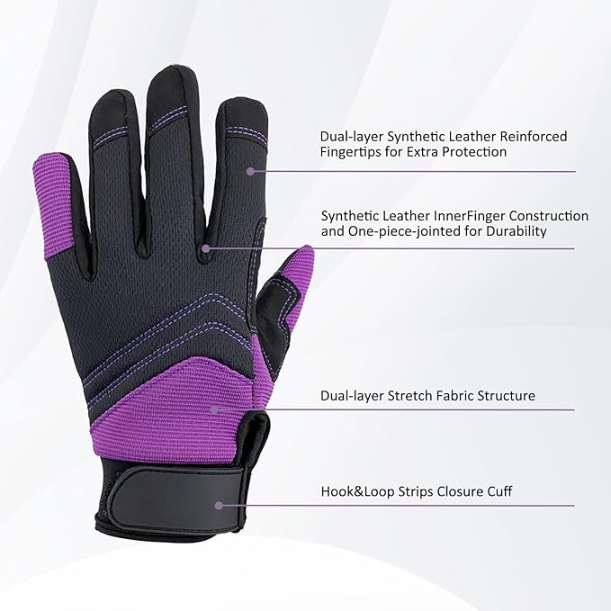 Gardening Gloves for Men and Women, Thorn Proof & Puncture Resistant Working Gloves, Gloves for Safety Work and Gardening, Gardening Gifts, Synthetic Leather Spandex Mechanic with Touchscreen Support
