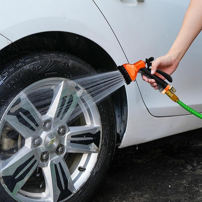 Garden Hose Nozzle Sprayer 10 Watering Patterns Spray Nozzles Heavy Duty Hose Head Lightweight Hose Attachment Orange