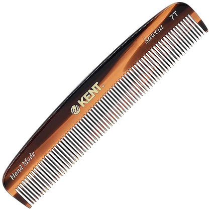 Kent 7T Handmade All Fine Tooth Pocket Comb for Men, Hair Comb Straightener for Everyday Grooming Styling Hair, Mustache and Beard, Use Dry or with Balms, Saw Cut and Hand Polished, Made in England