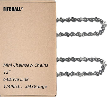 2 Pack 12 Inch Chainsaw Chain 1/4"LP Pitch .043" Gauge 64 Drive Links, Replacement Pole Saw Chain 12 inch Chainsaw Chains Fits for Stihl MSA120 C-B MSA140 C-B and More