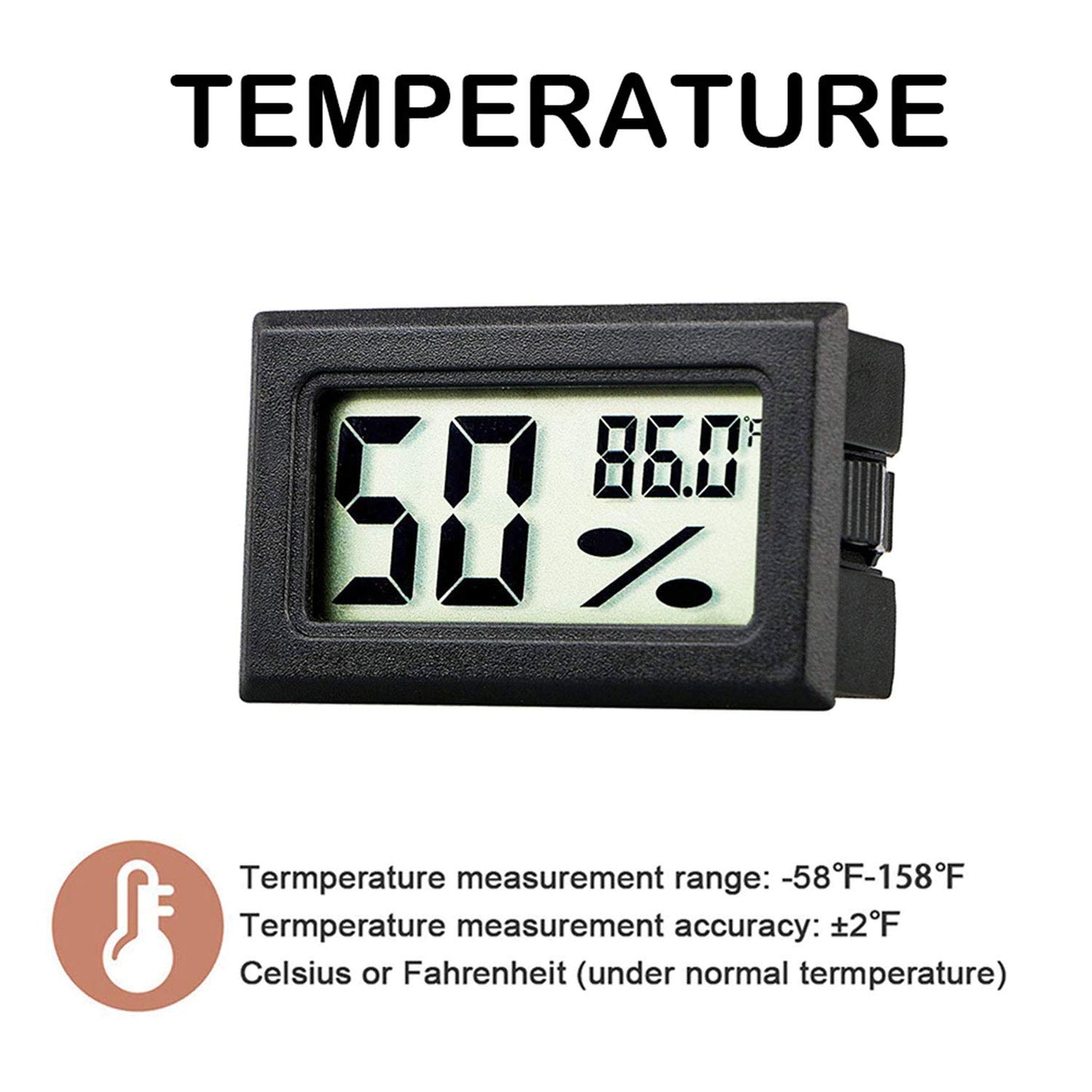 Mini Thermometer Hygrometer, 6 Packs Small Digital Electronic Temperature Humidity Meters Gauge Indoor LCD Display Fahrenheit for Greenhouse, Garden, Fridge, Mason Jar