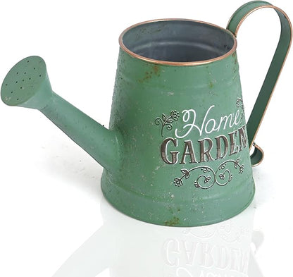 Cute Small Watering Can Indoor Plants Garden Metal Decorative Watering Cans for Outdoor Plants Bonsai Outdoor Garden Flower Decorative (Green, 1.5L, 50.7 Oz)