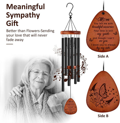 Memorial Gifts for Loss of Mom,Memorial Wind Chimes 25'', Sympathy Gifts for Loss of Mother, Home Decor Outdoor Garden, Soothing Melodic Tones with Mute Option