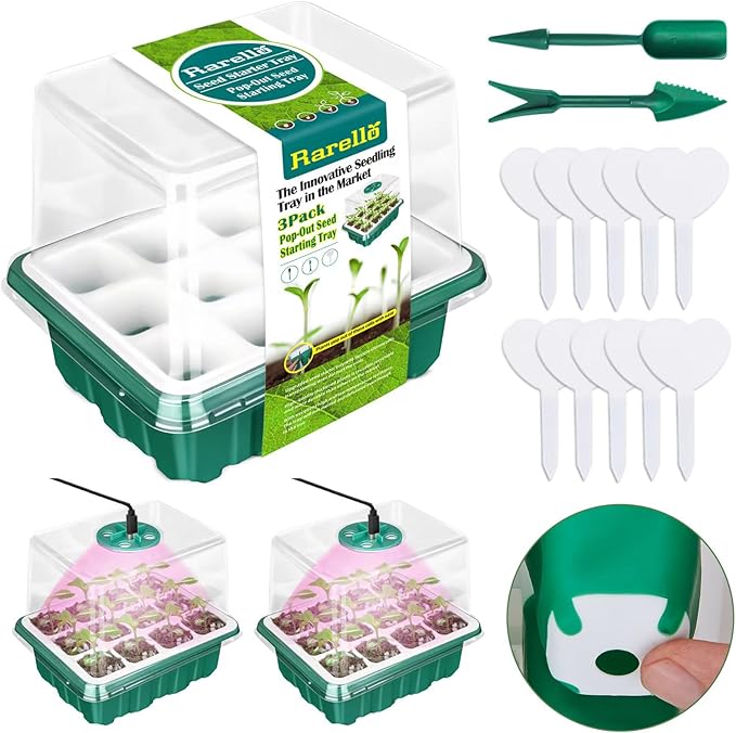 36 Cells Seed Starter Tray with Grow Light, Reusable Pop-Out Seed Starter Kit, Indoor Gardening Plant Germination Trays for Seeds Starting