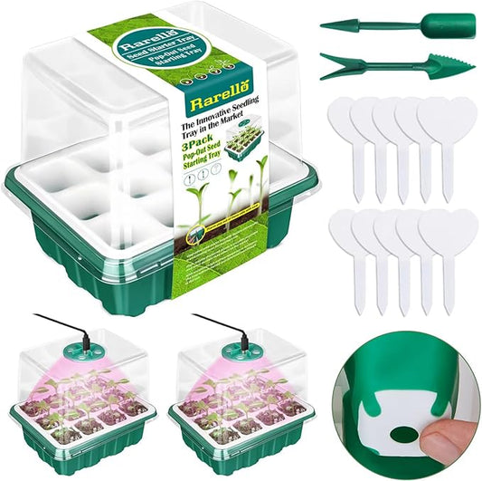 36 Cells Seed Starter Tray with Grow Light, Reusable Pop-Out Seed Starter Kit, Indoor Gardening Plant Germination Trays for Seeds Starting