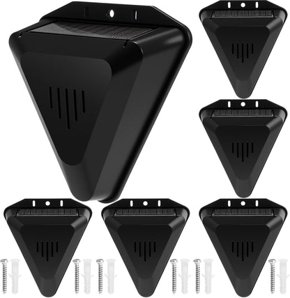 Qualirey 6 Pack Solar Animal Repeller Outdoor Alarm Deterrent Sound Dog Barking Alarm 13 Sounds 130db Loud Noise Maker Daytime Working Deer Skunk Raccoon Repellent for Home Villa Yard Farm (Black)