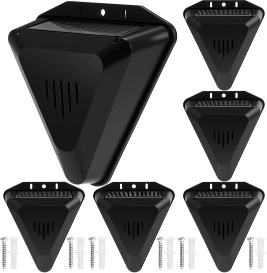 Qualirey 6 Pack Solar Animal Repeller Outdoor Alarm Deterrent Sound Dog Barking Alarm 13 Sounds 130db Loud Noise Maker Daytime Working Deer Skunk Raccoon Repellent for Home Villa Yard Farm (Black)