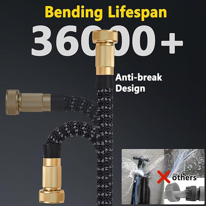 100 ft Expandable Garden Hose - Superior Strength 3750D - 3 -Layer Latex Core Garden HoseS - Expanding Water hoses - Extra Strong Brass Connectors/Storage Bag