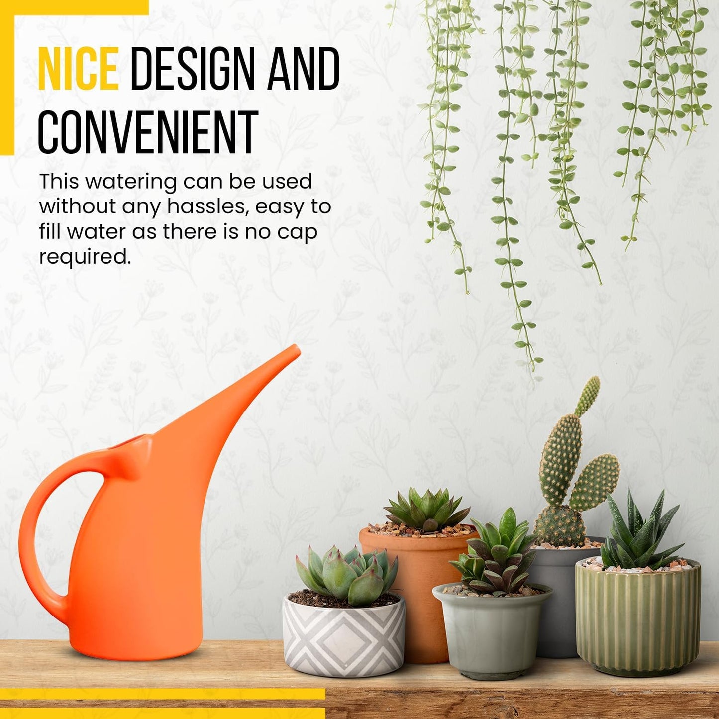 KP KOOL PRODUCTS 1/2 Gallon Watering Can - Small Indoor/Outdoor Plastic Waterer - Orange - 1 Pack