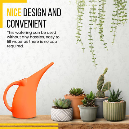 KP KOOL PRODUCTS 1/2 Gallon Watering Can - Small Indoor/Outdoor Plastic Waterer - Orange - 1 Pack