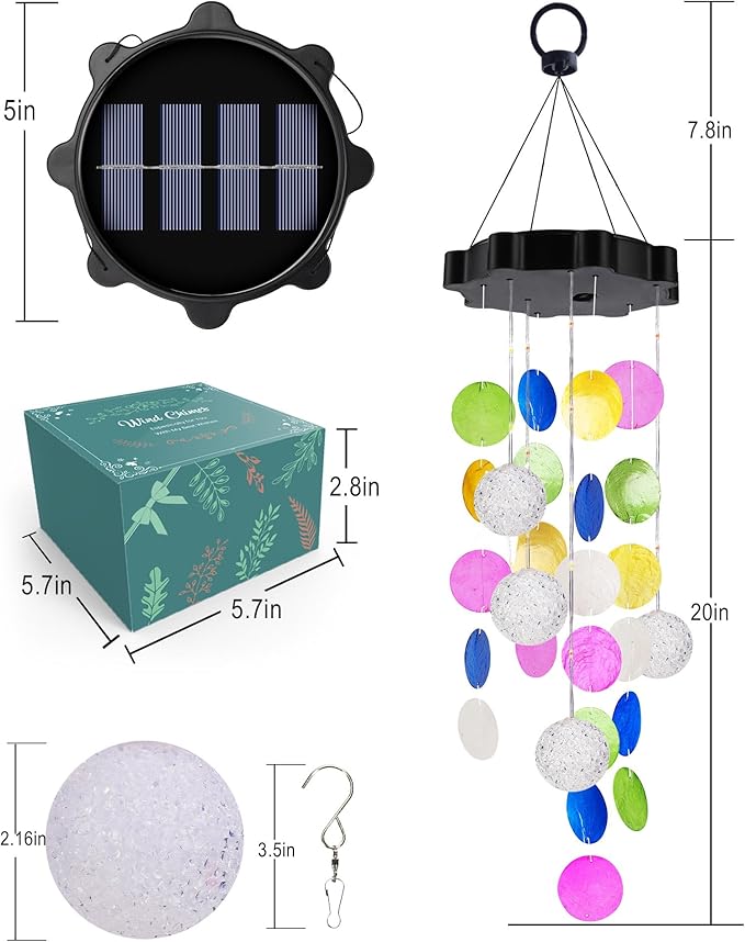 Toodour Solar Wind Chimes for Outside, Hanging Easter Pastel Lights with 2 Modes, Shells Light Gifts for Mom Grandma Wife, LED Outside Decorative Mobile Lights for Garden Yard Patio Easter Decorations