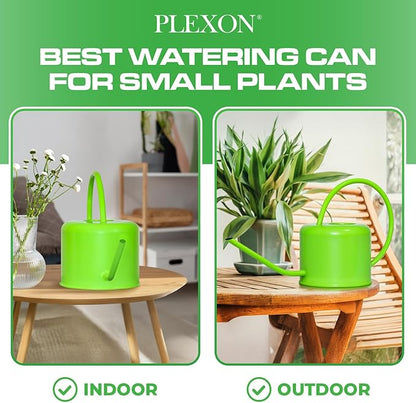 Plexon 40 oz Green Powder Coated Steel Watering Can Indoor Plants - Long Spout Watering Can Outdoor House Plant Flower, Garden