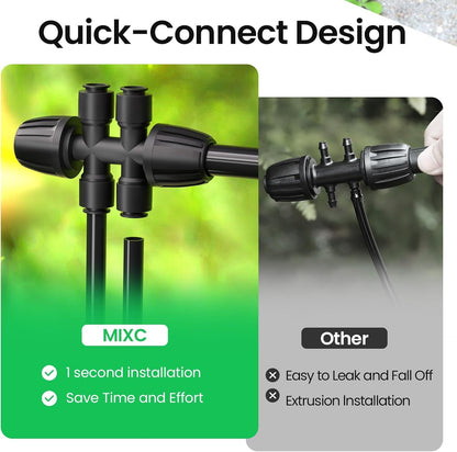 MIXC 6 Packs 1/2''to 1/4''Barbed Tee,Drip Irrigation Fittings for 6-Way Connector