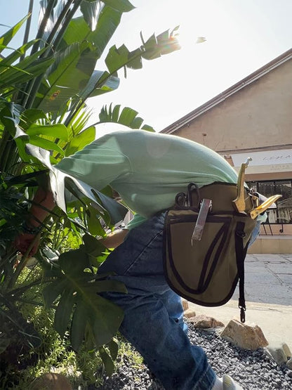 KUNN Garden Tool Belt,Durable Adjustable Tool Belt Waist Pouch with 4 Pocket for Women Men Gardeners Florist Army Green