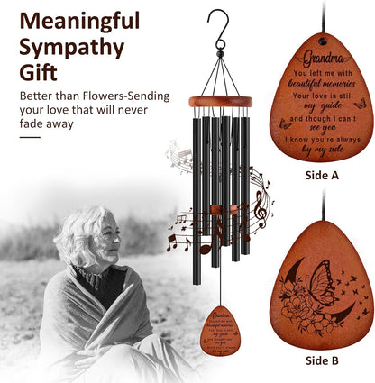 Memorial Gifts for Loss of Grandma,Memorial Wind Chimes 25'', Sympathy Gifts for Loss of Grandmother, Home Decor Outdoor Garden, Soothing Melodic Tones with Mute Option