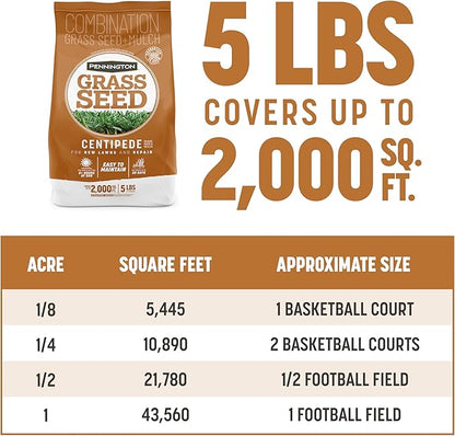 Pennington 100532365 Centipede Grass Seed & Mulch 5 LB, Black Label