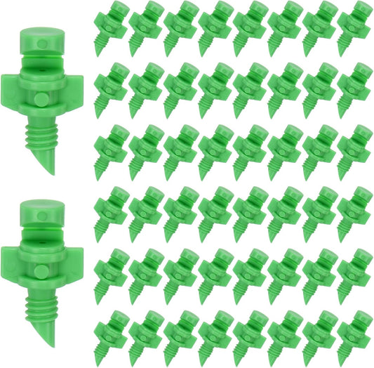 150-Pack Misting Nozzles, 180 Degree Irrigation Emitter Sprinklers for Garden/Plant/Lawn Water Irrigation System Barbed Refraction Atomizing Dripper [Green]