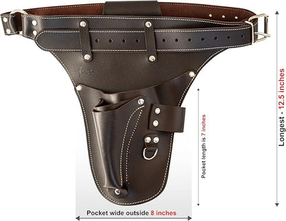 Garden Florist Tool Belt for Men | Leather Tool Belt for Women | Handmade Belt for Gardener, Electrician, and Carpenter | Leather Florist Belt (Brown CrazyHorse) (Dark brown Full grain, one size)