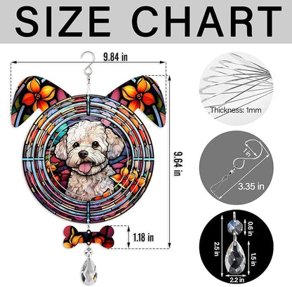 Bichon Frise Dog Ears Wind Spinner, Bichon Frise Wind Spinner Hanging for Yard and Garden