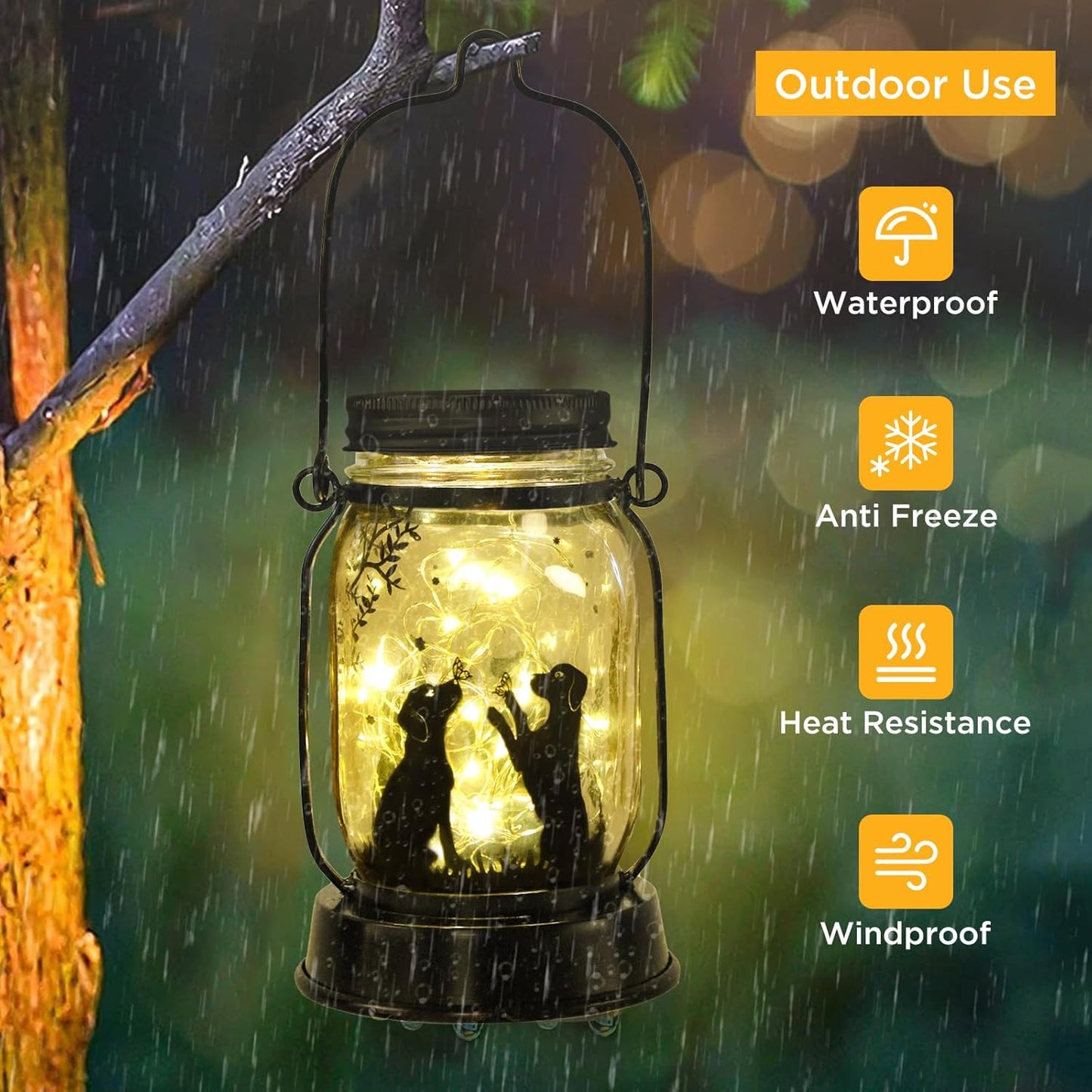 kyoryuger Dog Solar Lanterns 3in1 Dog Lights Garden Decor Gifts for Women Mom Grandma Unique Teen Girl Gifts for Dog Lovers Decorative Pet Memory Lanterns for Yard Lawn Patio Landscape