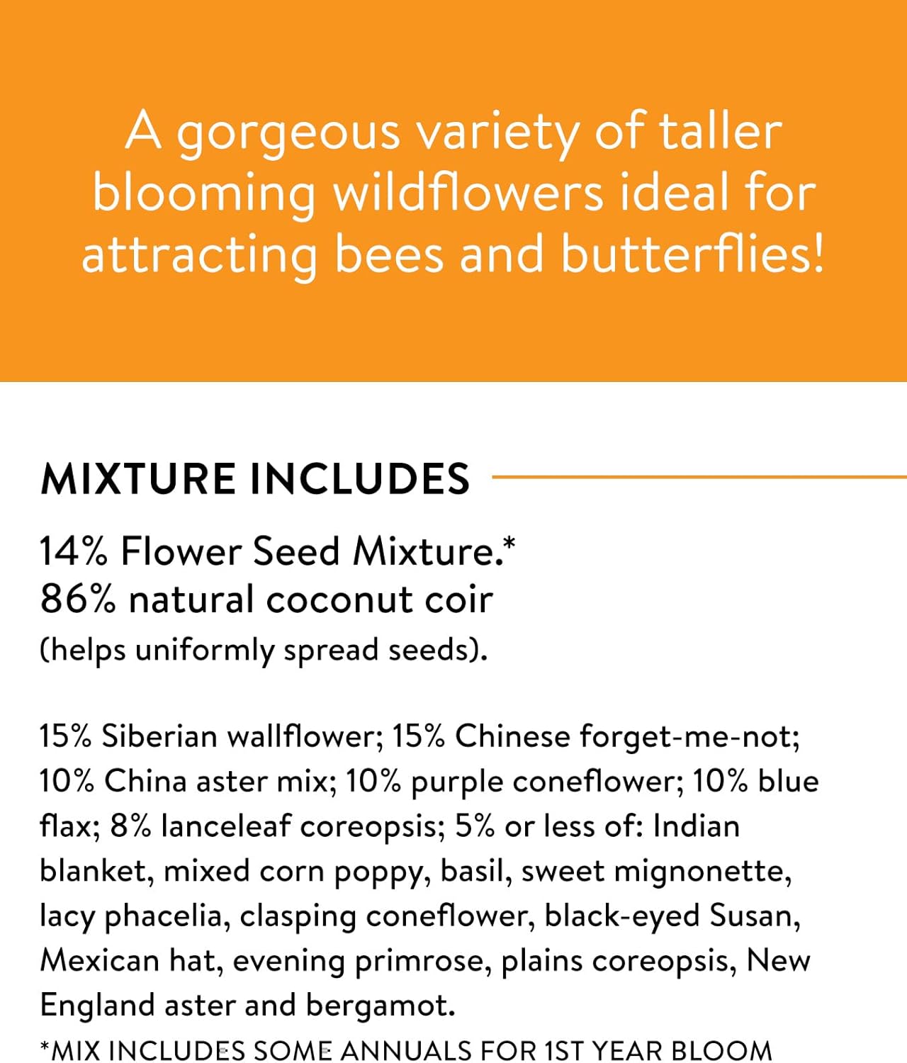 Burpee Wildflower 25,000 Bulk, 1 Bag, 18 Varieties of Non-GMO Flower Seeds Pollinator Garden, Pollinator Mix