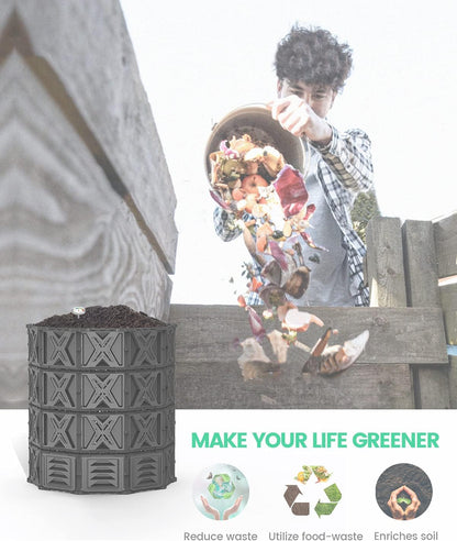 Large Compost Bin - 190 Gallon (720 L) Garden Composter with Better Aeration System, Easy Assembling/BPA Free/Sturdy/Outdoor Compost Tumbler