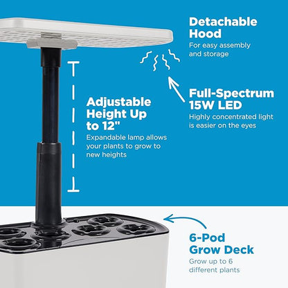 AeroGarden Harvest Lite, Indoor Garden Hydroponic System with LED Grow Light, Holds up to 6 AeroGarden Pods, Cream