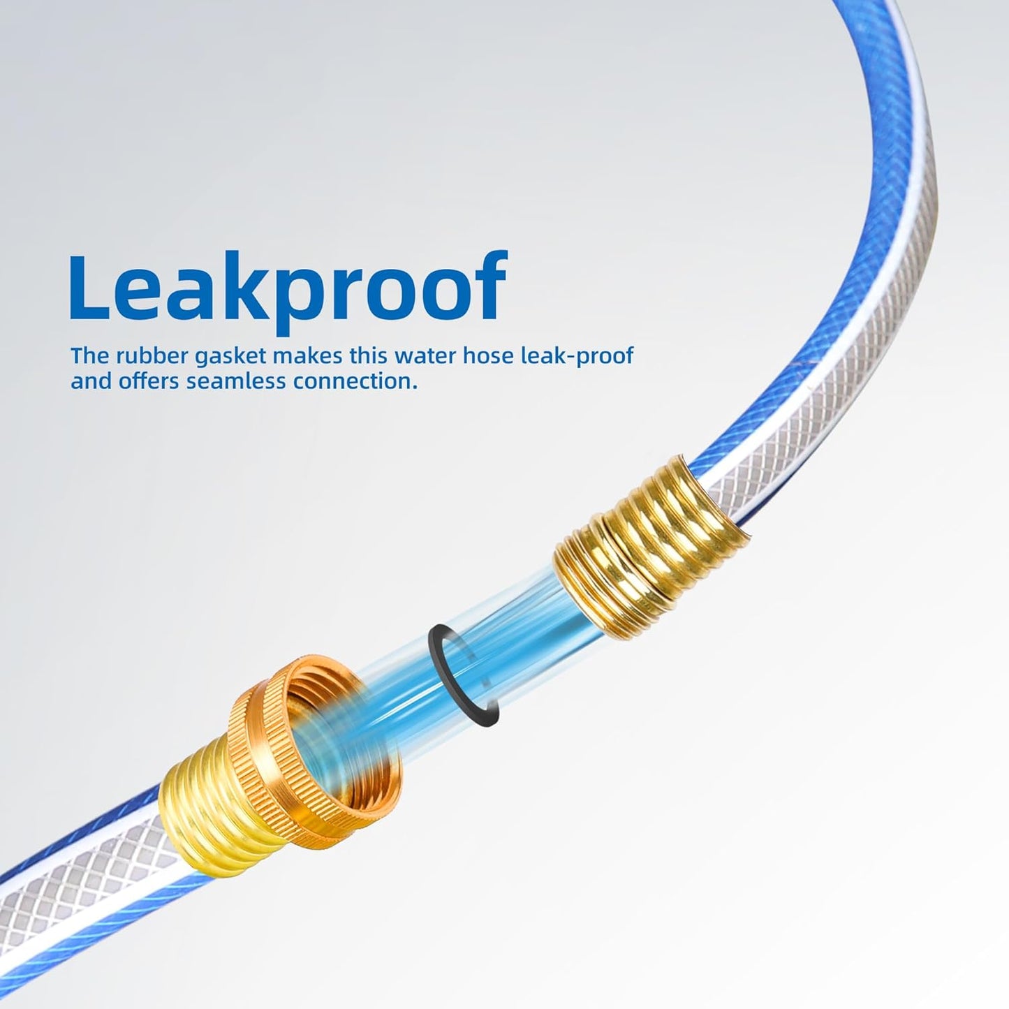 Solution4Patio Blue Garden Hose 3/4 in. x 25 ft. -Heavy Duty Durable Flexible Lightweight Water Pipe -Brass Aluminum Ends for Household & Commercial Use -Kink Free, No Leaking, Male/Female Fittings