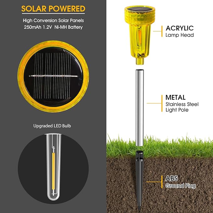 DERAYSION Halloween Solar Lights Outdoor LED Orange Waterproof Pathway Lights Yard Halloween Decorations Auto Dusk-to-Dawn Path Landscape Lights for Christmas Solar Lights Outdoor Decorative 8 Pack