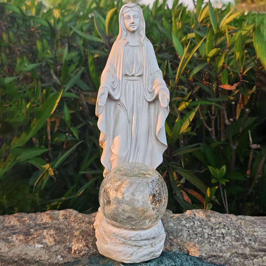 Solar Garden Decor Virgin Mary Figure with Lights,Blessed Mother Outdoor Statue for Home/Garden Decor, Gift for Women/Monther(11.22" H)