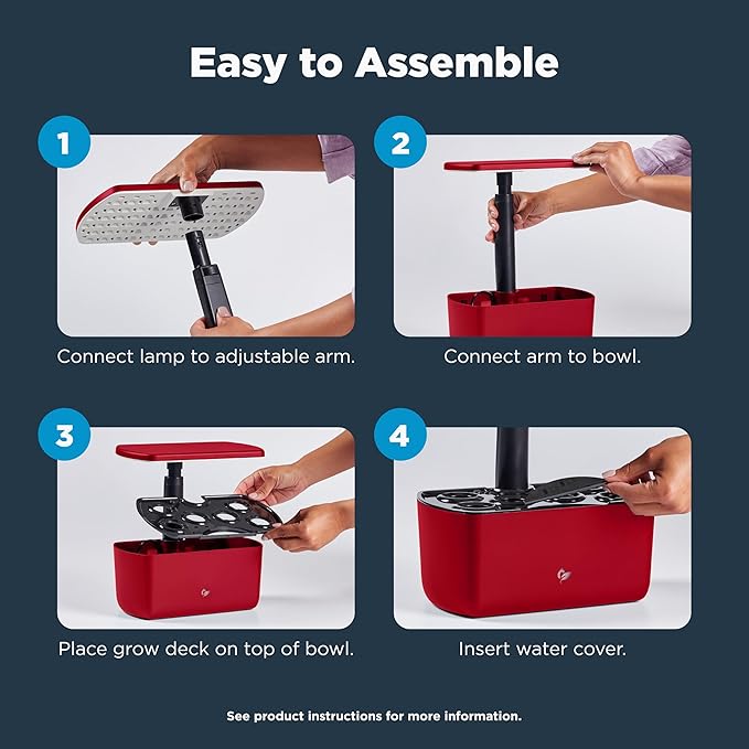 AeroGarden Harvest Lite, Indoor Garden Hydroponic System with LED Grow Light, Holds up to 6 AeroGarden Pods, Cherry Red