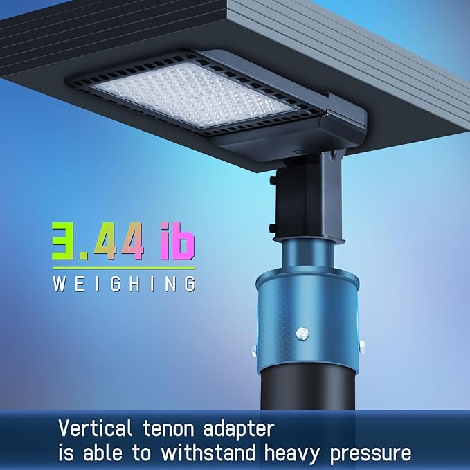 4" Round Mounting Bracket Pole Arm for LED Parking Lot Light with 2-3/8", Solid Heavy Duty Mount Accessories Rustproof Vertical Top Mount Tenon Adapter for Slip Fitter Street Shoebox Lights