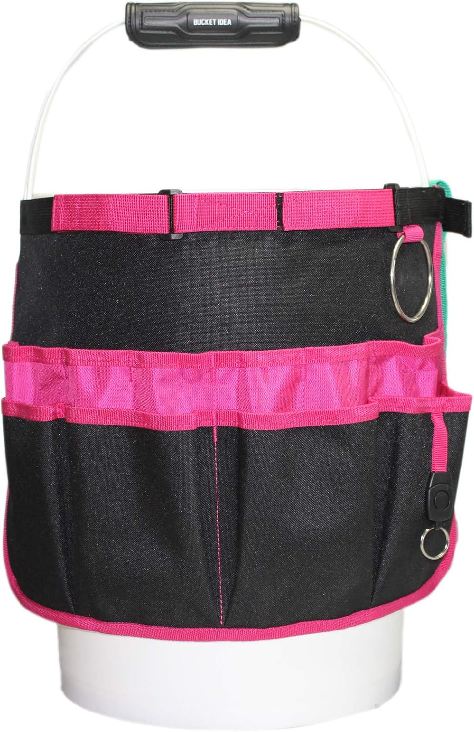 MELOTOUGH Bucket Caddy Organizer Bucket Tool Organizer for Garden Tools Fit 3.5 to 5 Gallon Bucket (Pink and Green)
