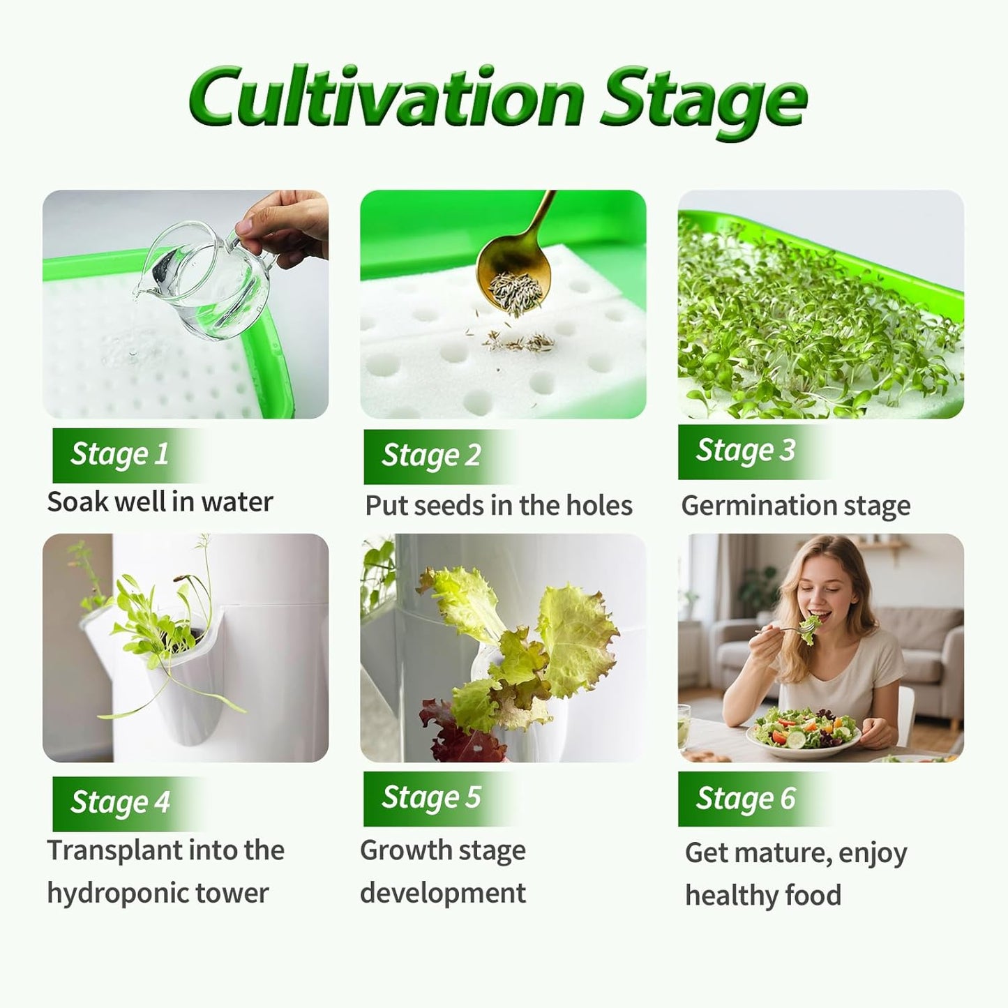 5.25ft Tall Hydroponics Growing System Tower, 9 Layers 36 Plant Spots Hydroponics Growing System Kit Tower, Vertical Hydroponic Tower for Indoor & Outdoor, Space-Saving